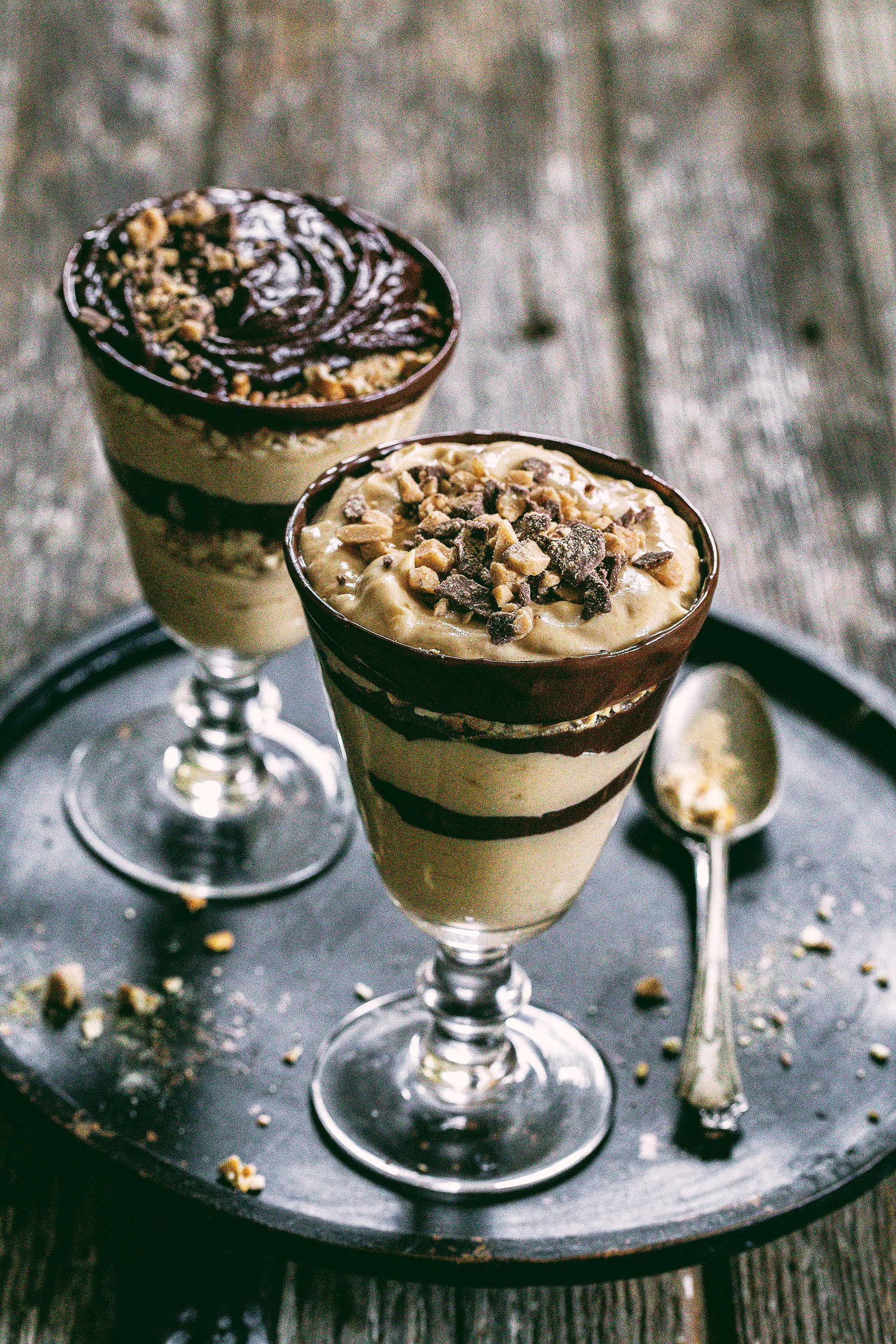 Salty Toffee Peanut Butter Mousse Parfaits