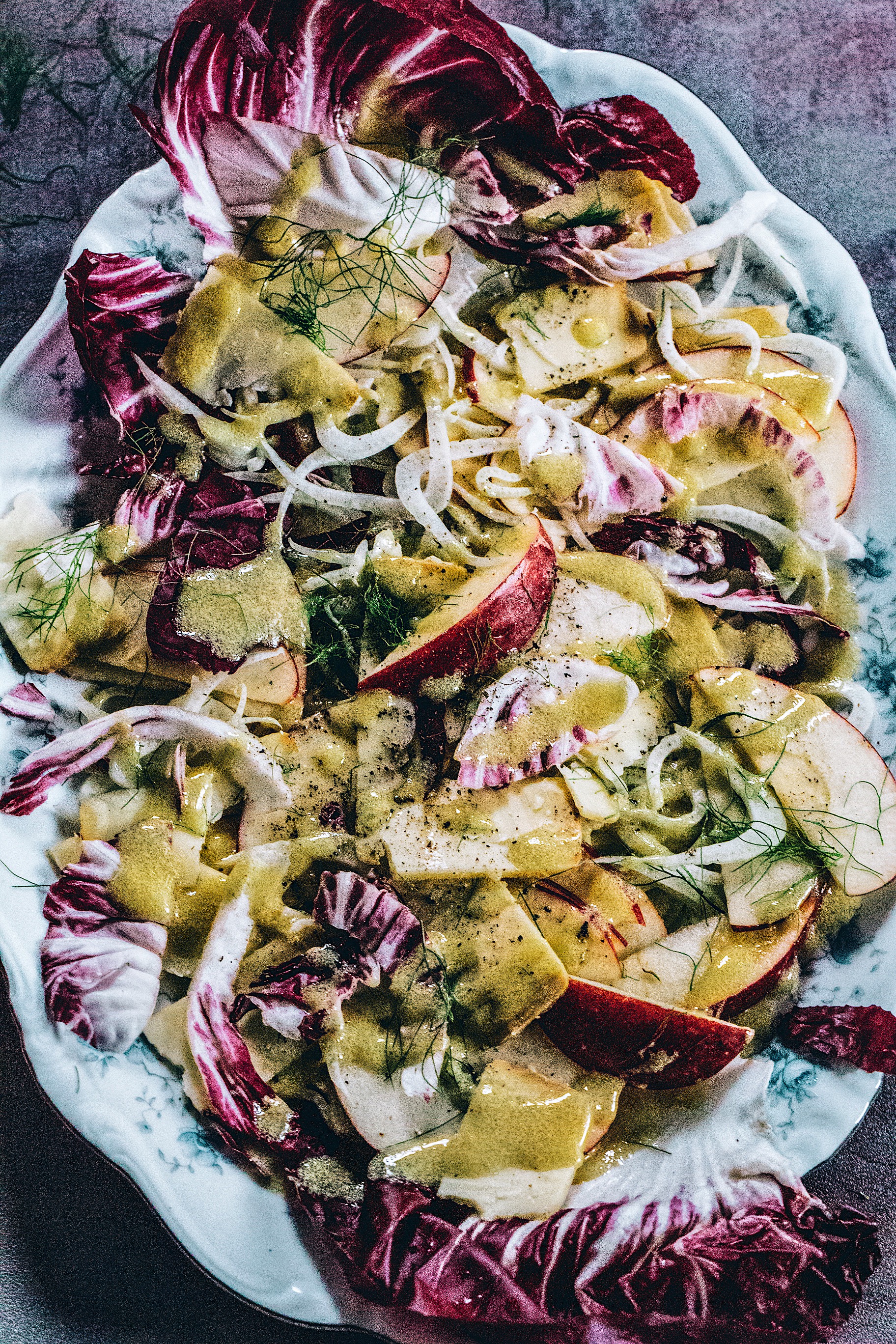 Shaved Apple & Fennel Salad with Smoked Cheddar