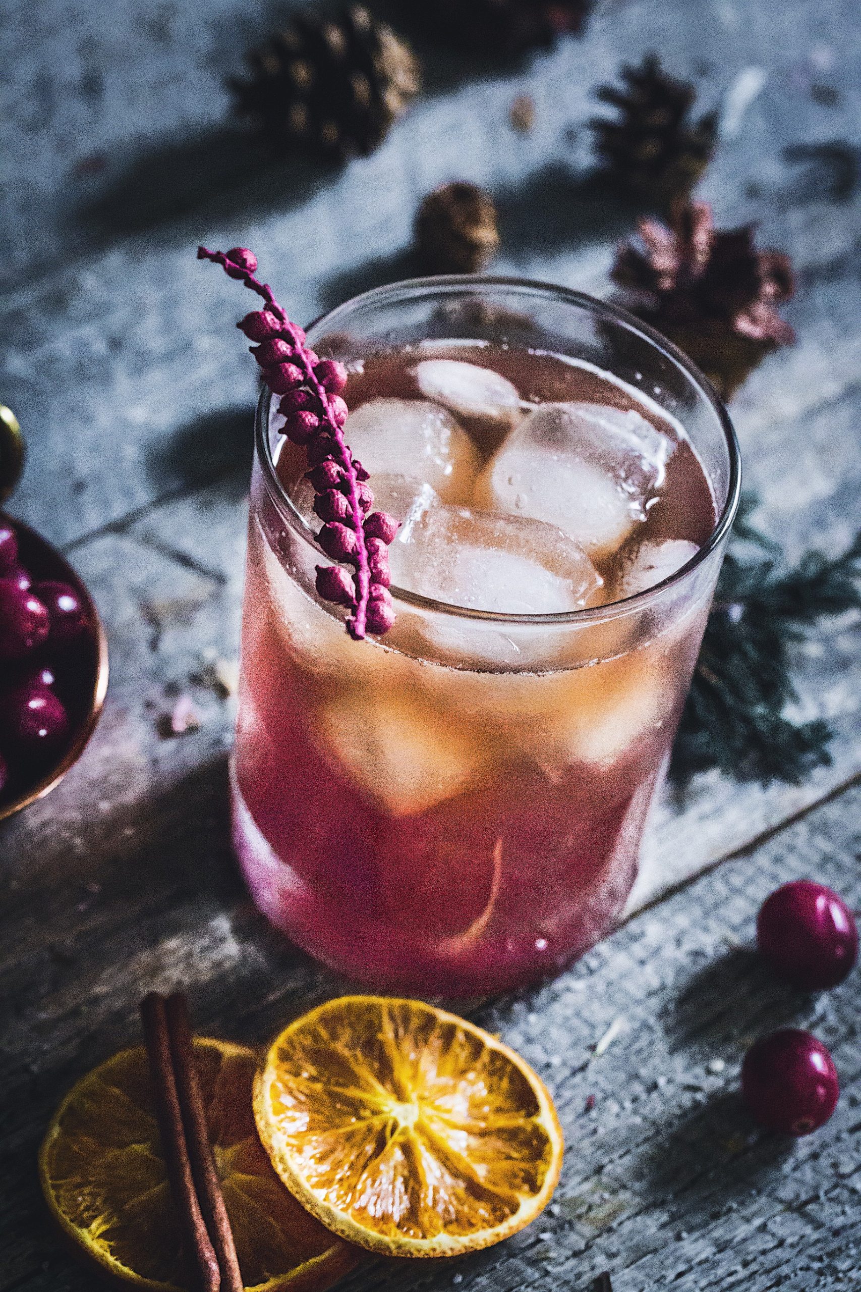 Cranberry Vanilla Old Fashioned Cocktail