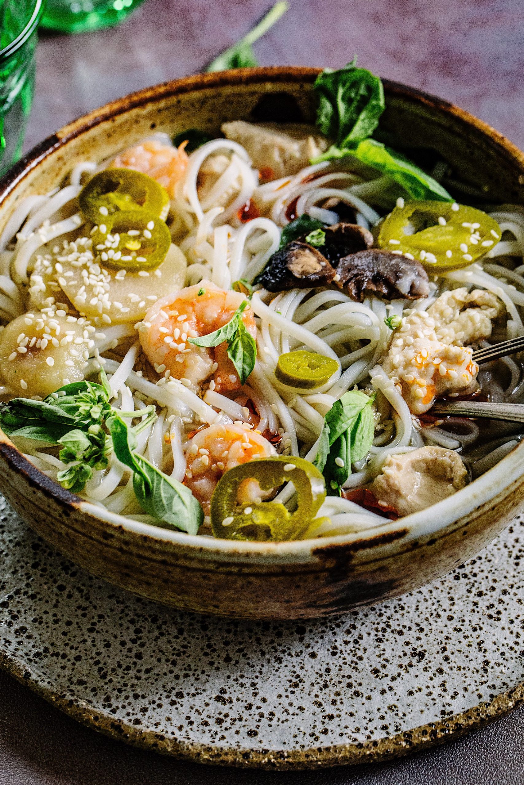 Easy Asian Chicken Noodle Soup with Shrimp