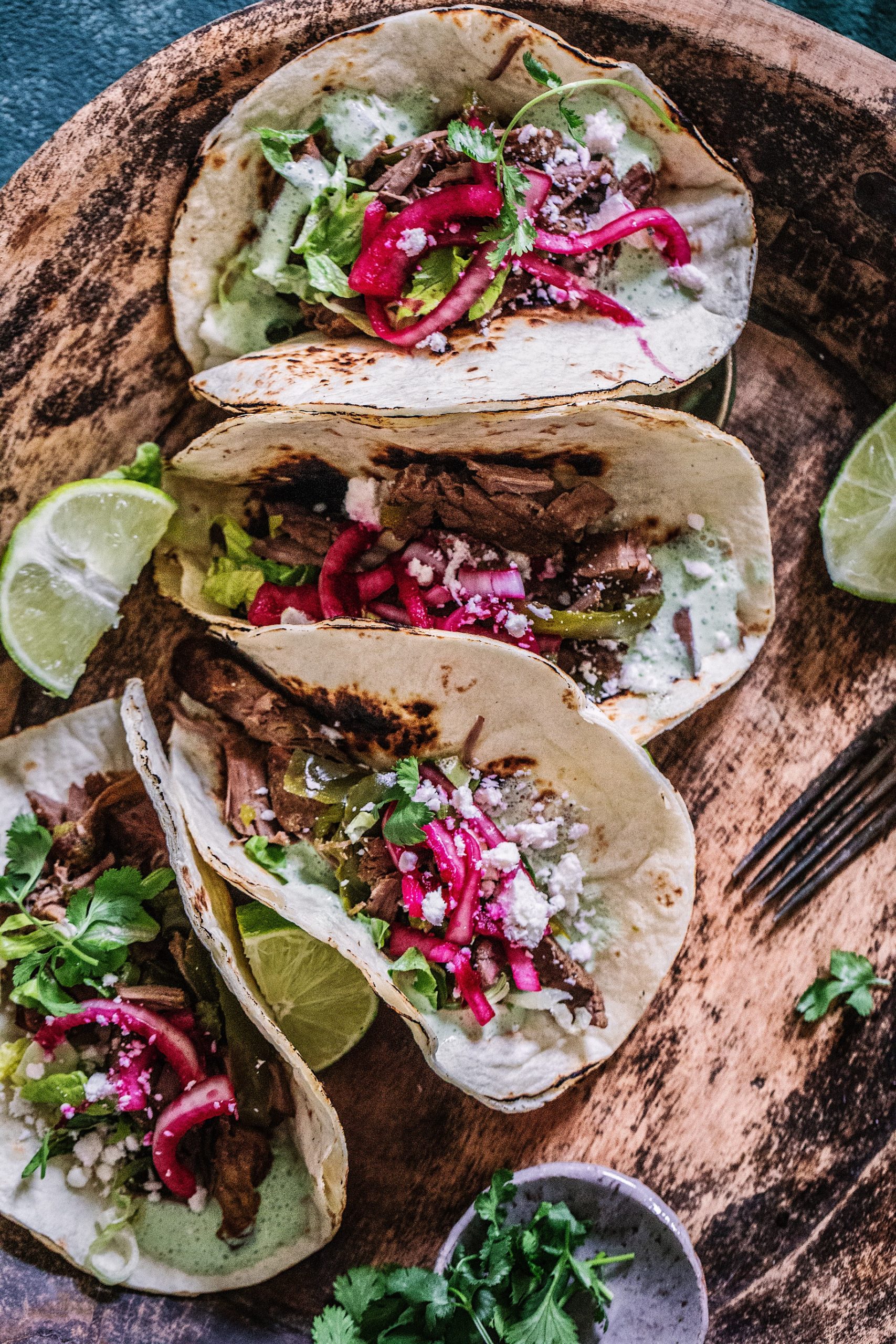 New! Slow Cooker Carne Asada Tacos with Cilantro-Lime Cream