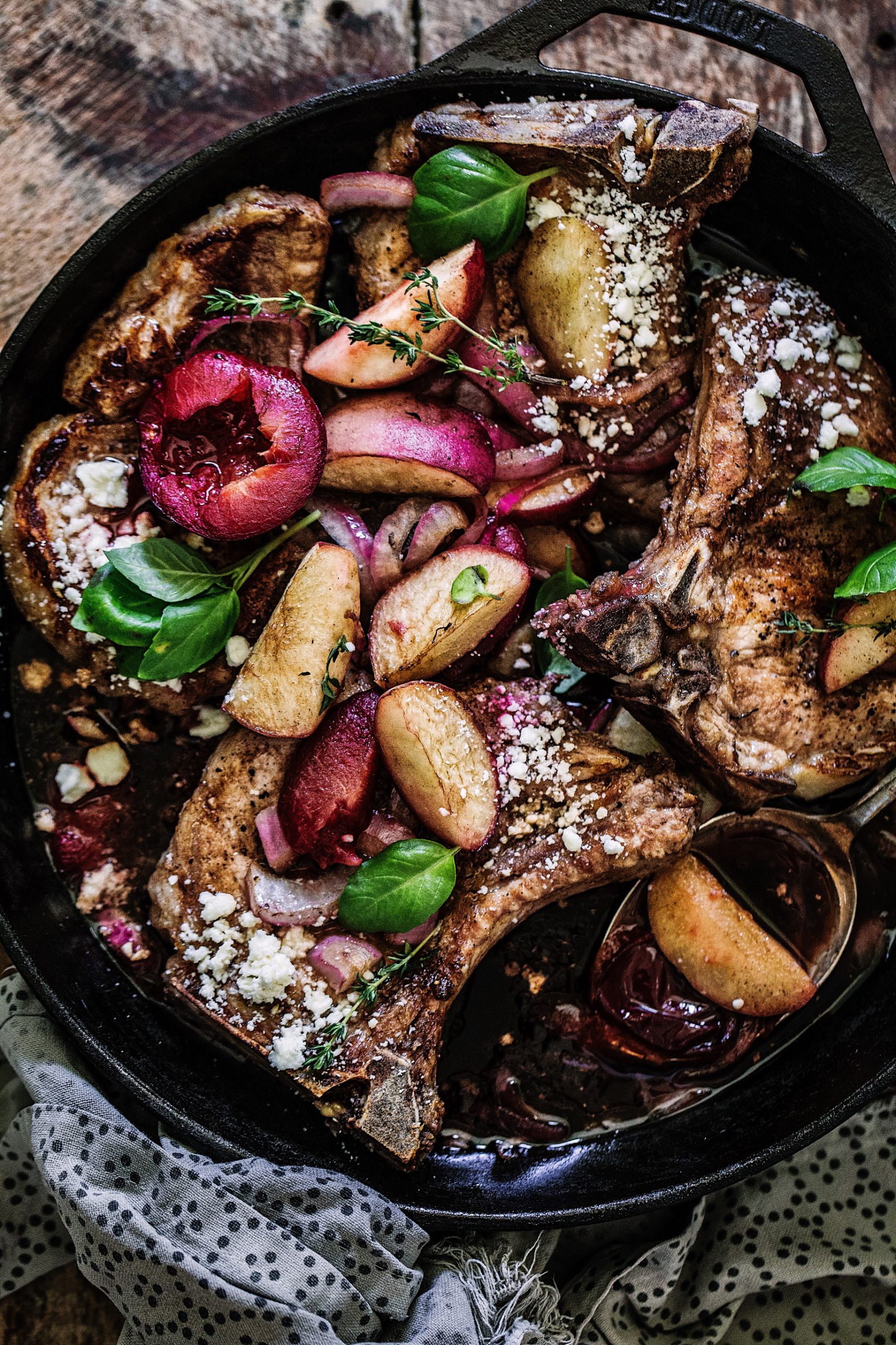 Amazing Maple-Balsamic Pork Chops with Plums (pretty, easy, and so delicious)