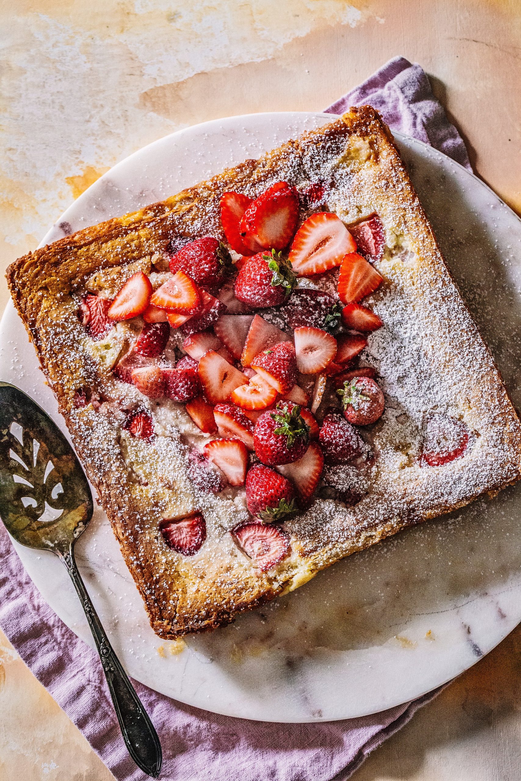 French Vanilla Gooey Butter Cake with Strawberries