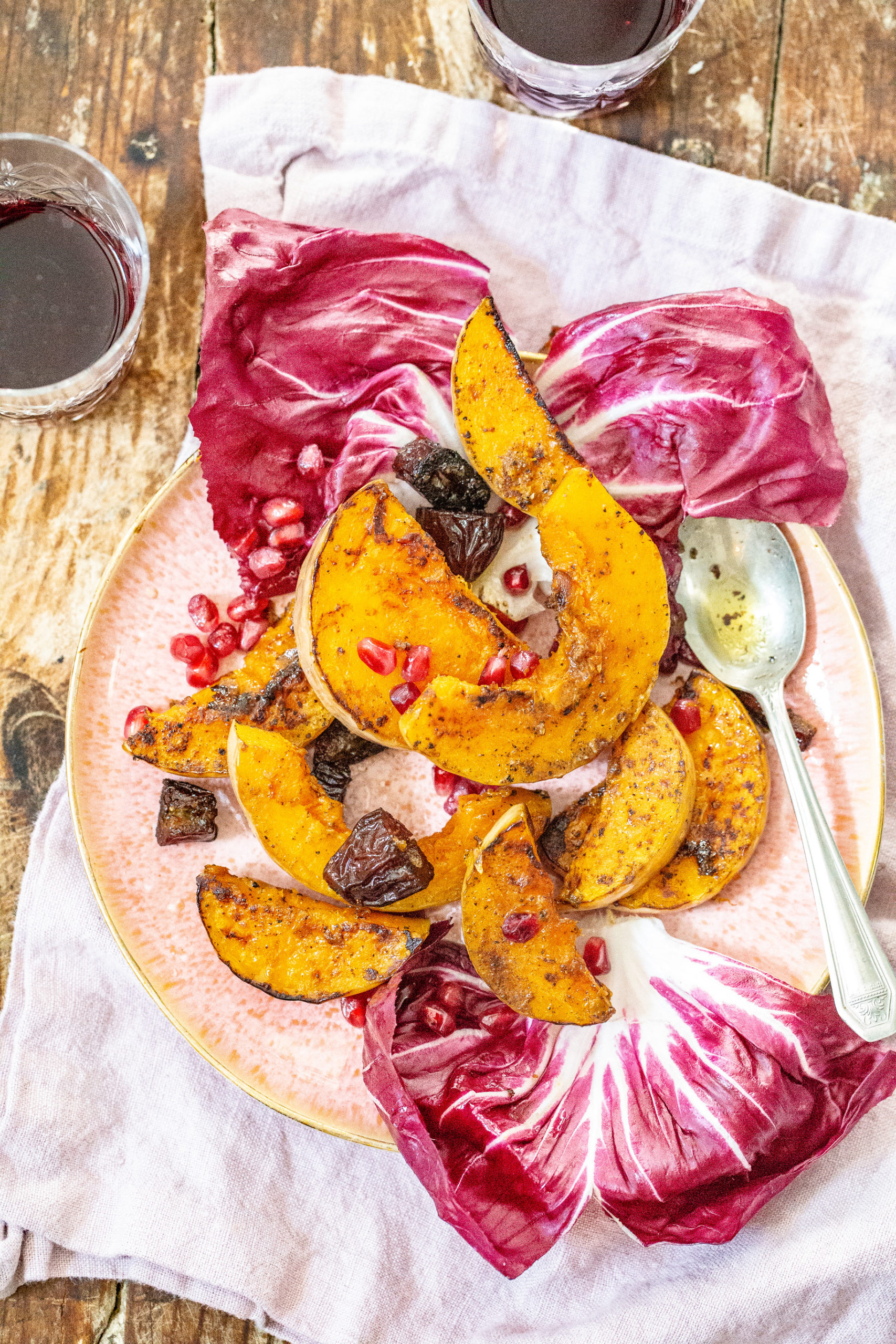 Warm Squash & Radicchio Salad With Caramelized Dates - My Kitchen Little