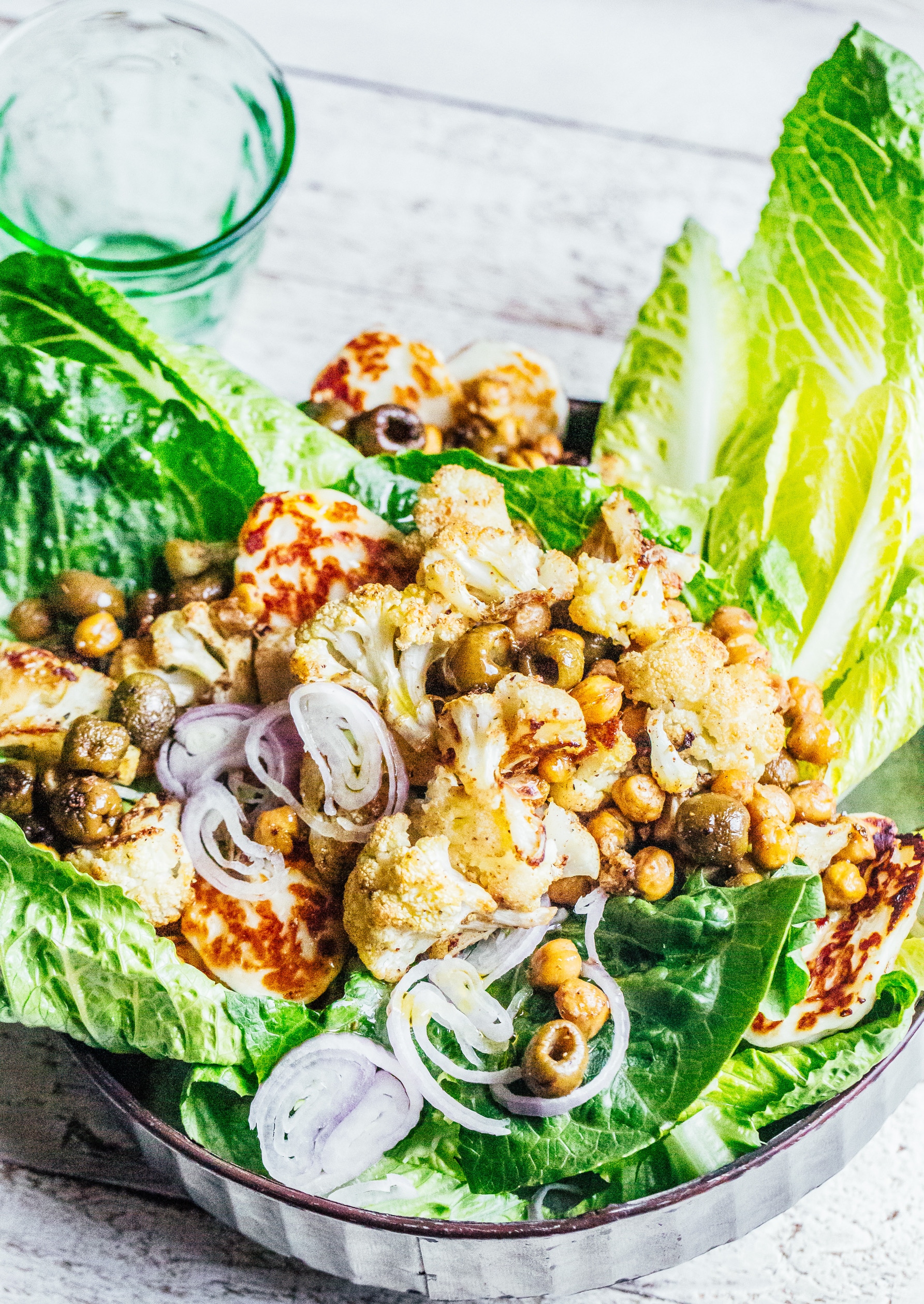Spiced Cauliflower and Chickpea Salad with Crushed Olives