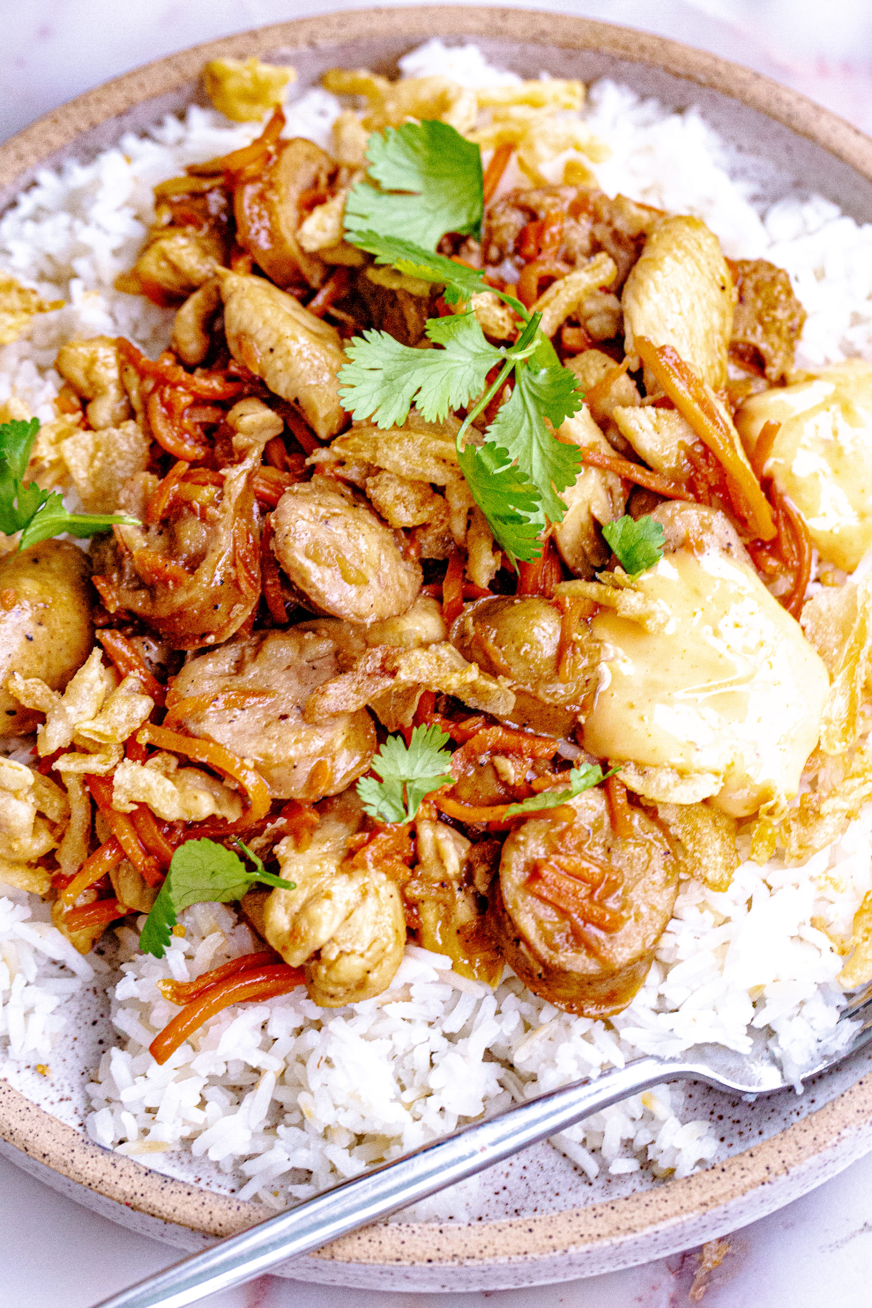 Sesame Ginger Chicken Stir Fry With Sweet Chili Mayo - My Kitchen Little