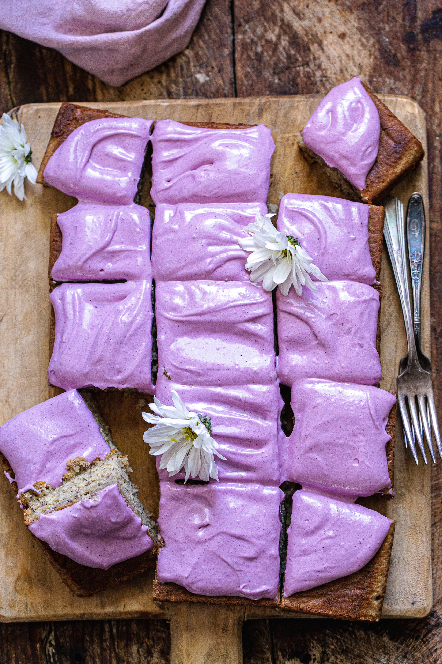 Banana Cream Cake with Whipped Berry Frosting 