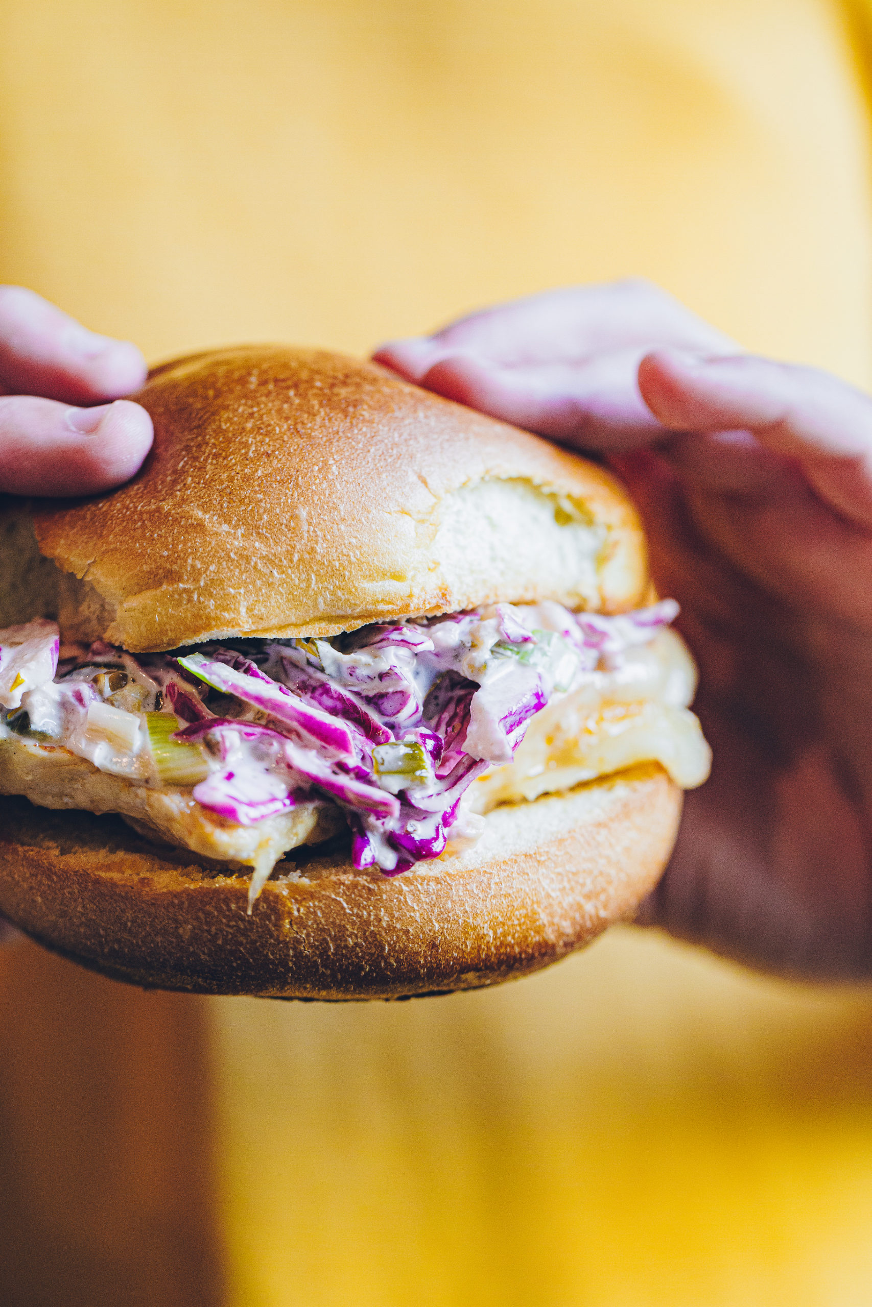 Blackened Chicken Sandwiches with Pickled Pepper Slaw