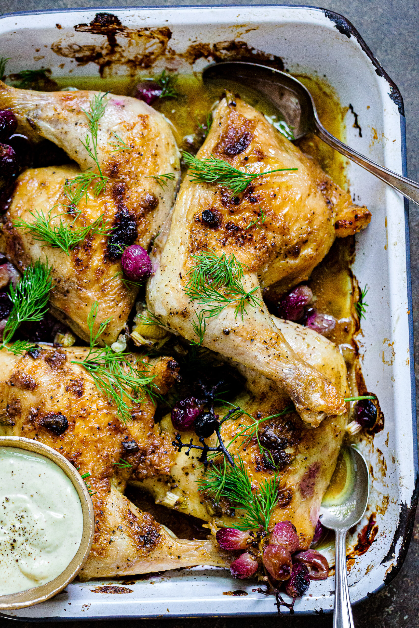 Roasted Chicken with Grapes and Dijon