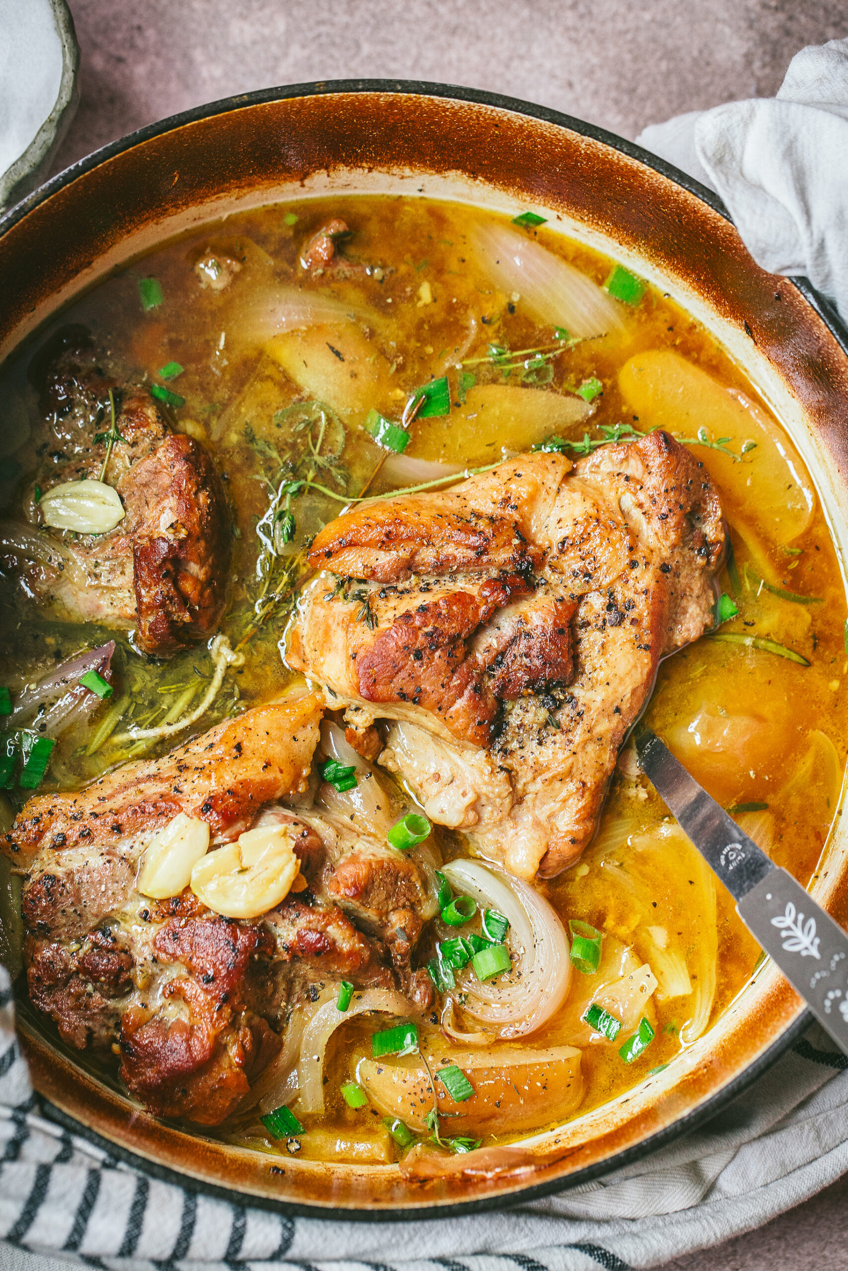 Cozy and Comforting Cider Braised Pork and Apples (our new favorite recipe for fall)