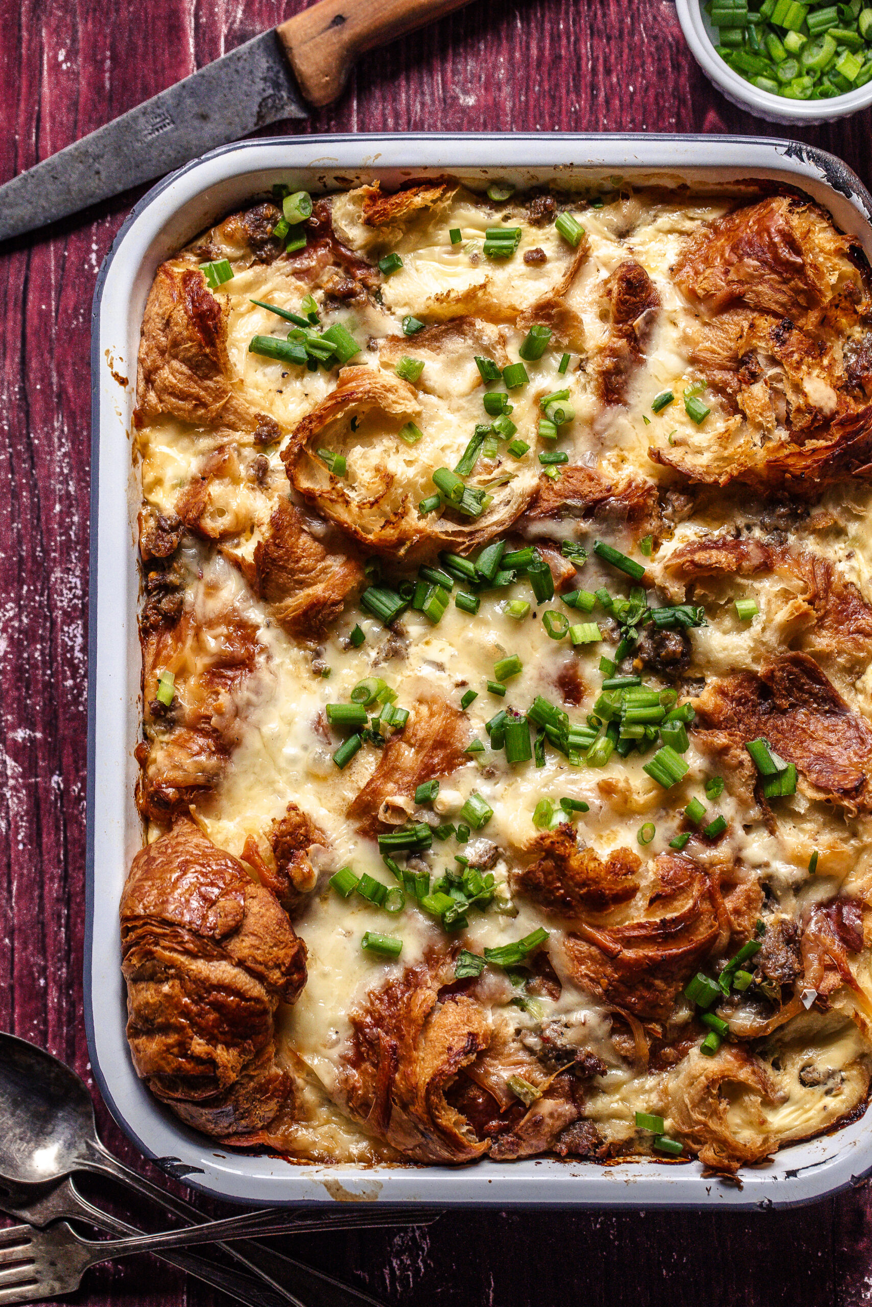 The Ultimate Sausage and Croissant Breakfast Casserole